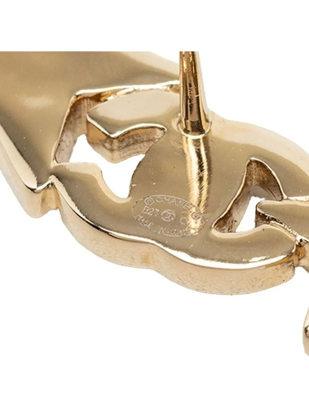 Chanel CC Logo Star Motif Earrings Gold Plated Rhinestone